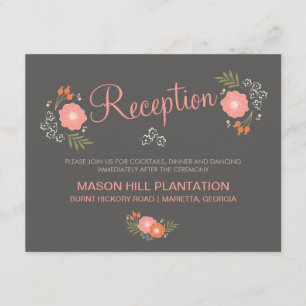 Tarjetas florales rústicas de la recepción