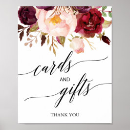 Tarjetas Florales y Señal de Regalo de Caligrafía 