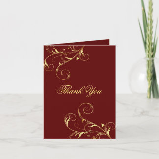 Tarjetas formales de agradecimiento - Oro y Borgoñ