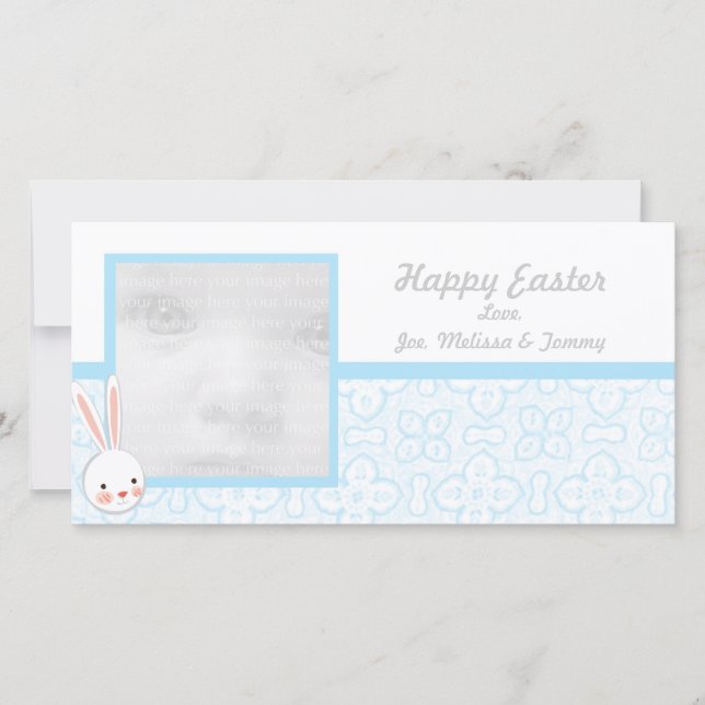 Tarjetas fotográficas Blue Bunny Easter (Anverso)
