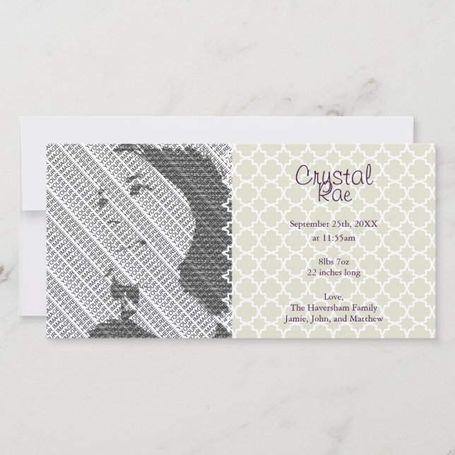 Tarjetas fotográficas de anuncio de nacimiento de  (Anverso)