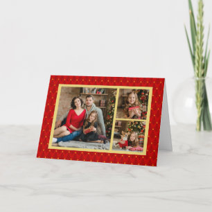 Tarjetas fotográficas de árbol de Navidad rojo y d
