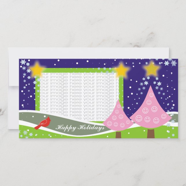 Tarjetas fotográficas de árboles de Navidad curas (Anverso)
