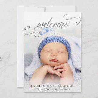 Tarjetas fotográficas de bienvenida de plata para
