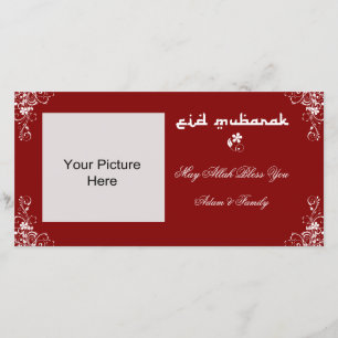 Tarjetas fotográficas de Eid Mubarak Burgundy Whit