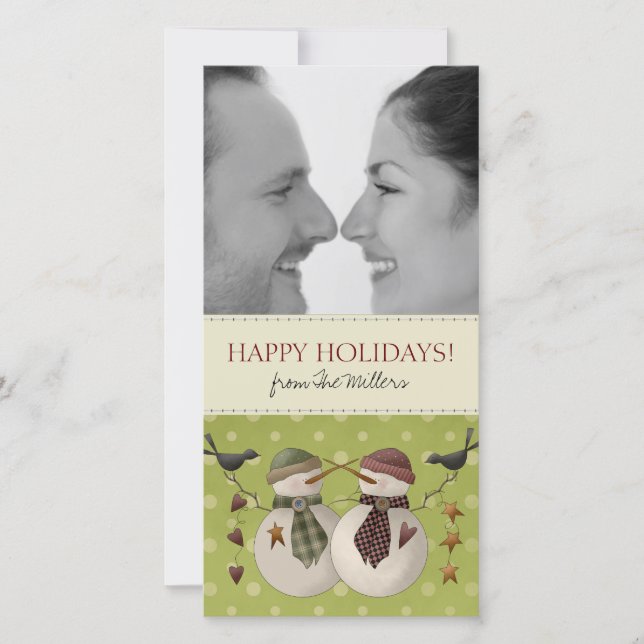 Tarjetas fotográficas de los navidades Snowmen (Anverso)