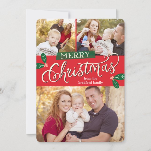 Tarjetas fotográficas de Navidad Berry Merry (Anverso)