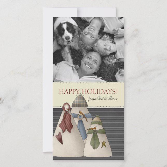 Tarjetas fotográficas de navidades Snowman (Anverso)
