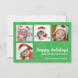 Tarjetas fotográficas de Navidades verdes y blanco