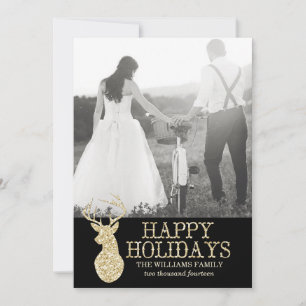 Tarjetas fotográficas de purpurina Deer Navidade
