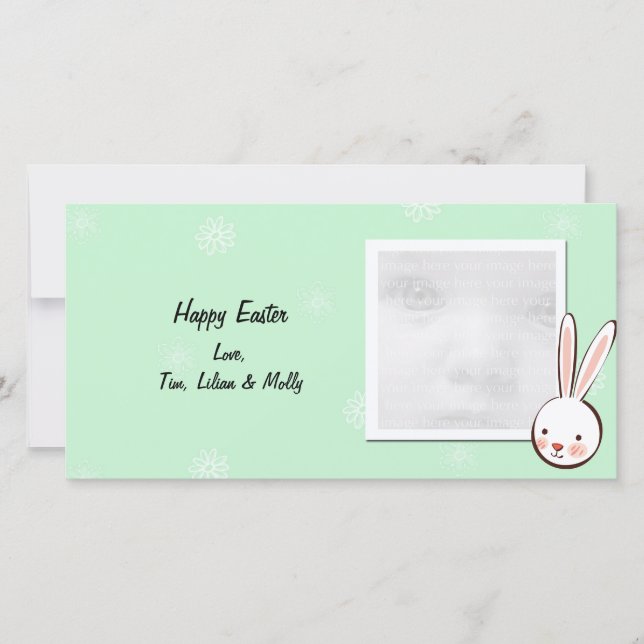 Tarjetas fotográficas Green Bunny Easter (Anverso)