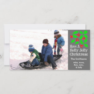 Tarjetas fotográficas Holly Jolly Navidades (Gris)