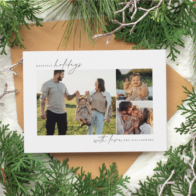 Tarjetas fotográficas multifotográficas minimales  (modern minimal holiday photo card multiple photos)
