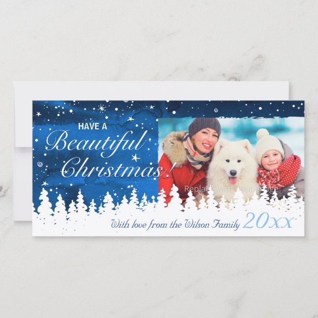 Tarjetas fotográficas personalizadas de Navidad az (Anverso)