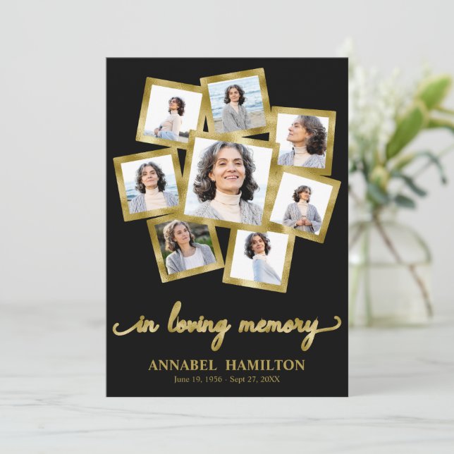 Tarjetas Funerales Memorial De collage de fotos Pa (Anverso de pie)
