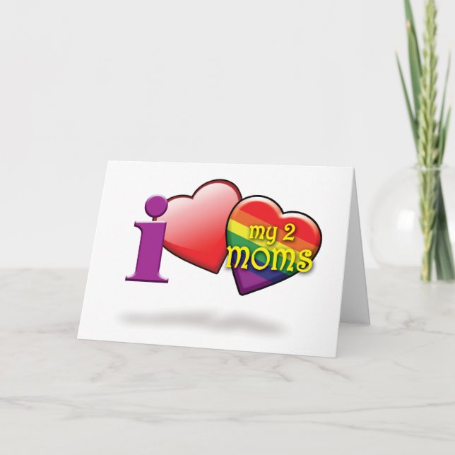 Tarjetas gay del Día de la Madre - Luv 2 mamáes (Anverso)