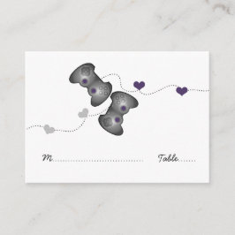 Tarjetas Geeky Gamer Boda Place (Plata/Púrpura)