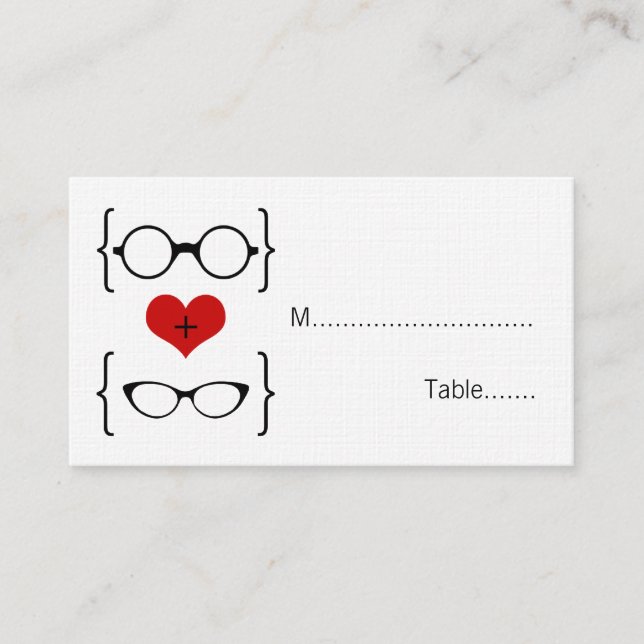 Tarjetas Geeky Glasses Boda Place (Anverso)
