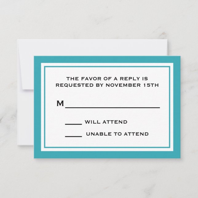 Tarjetas generales RSVP (Aqua / Blanco) (Anverso)
