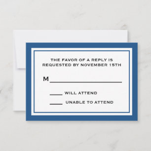 Tarjetas generales RSVP (Azul marino / Blanco)
