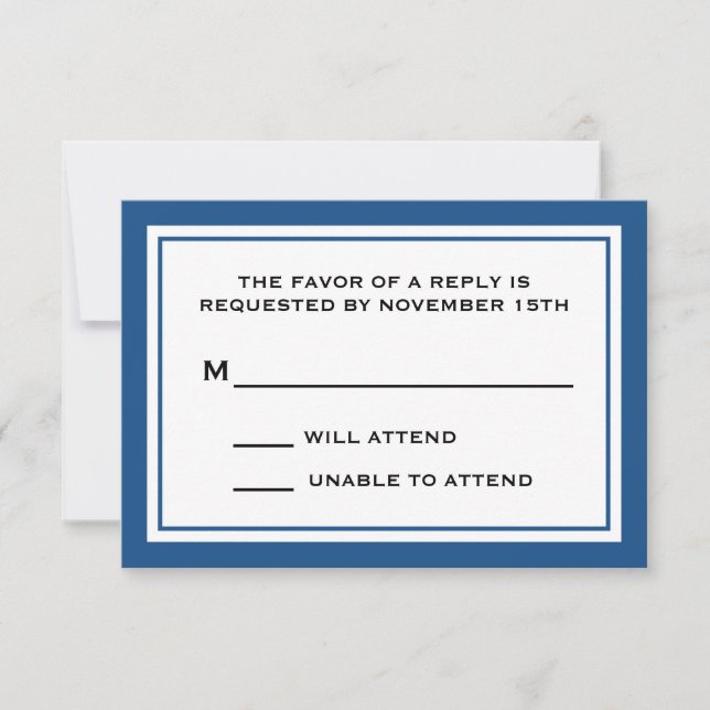 Tarjetas generales RSVP (Azul marino / Blanco) (Anverso)