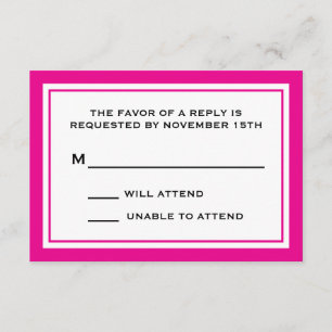 Tarjetas generales RSVP (Magenta rosa / blanco)