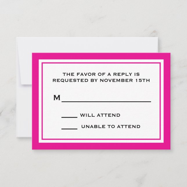 Tarjetas generales RSVP (Magenta rosa / blanco) (Anverso)