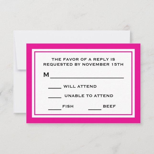 Tarjetas generales RSVP (Magenta rosa / blanco) (Anverso)
