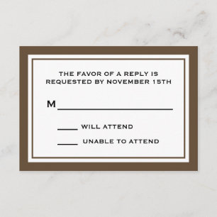 Tarjetas generales RSVP (Marrón / Blanco)