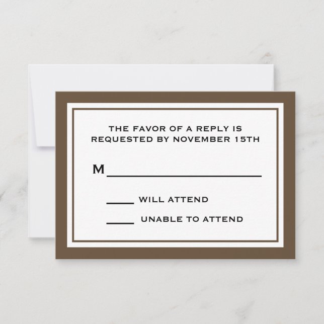 Tarjetas generales RSVP (Marrón / Blanco) (Anverso)