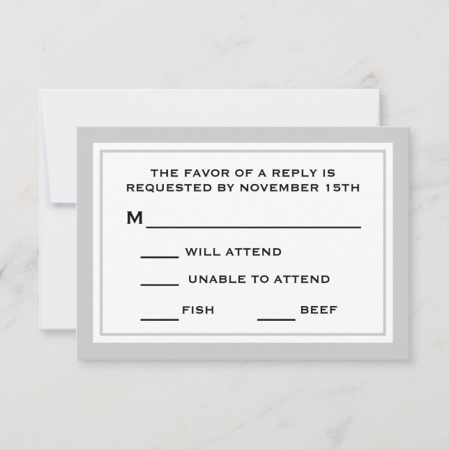 Tarjetas generales RSVP (Plata / Blanco) (Anverso)