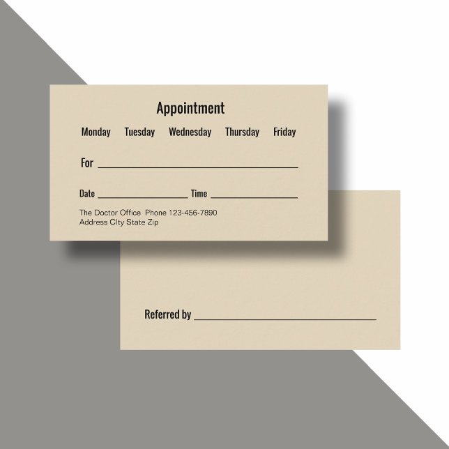 Tarjetas genéricas de citas de consultorio médico (Subido por el creador)