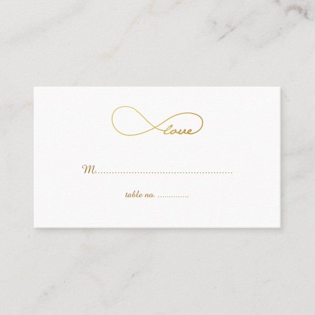 Tarjetas Gold Love Infinity Boda Table Place (Anverso)