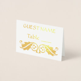 Tarjetas Gold Place Name con hojas Holly