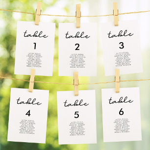 Tarjetas gráficas simples de asientos para bodas