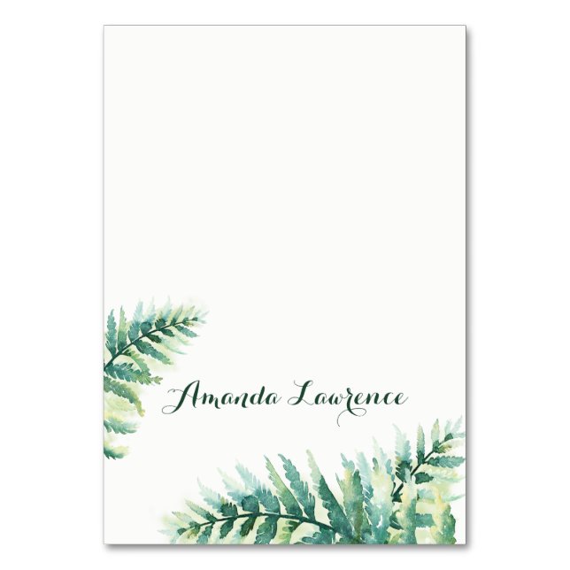 Tarjetas Green Fern Watercolor Place (Anverso)