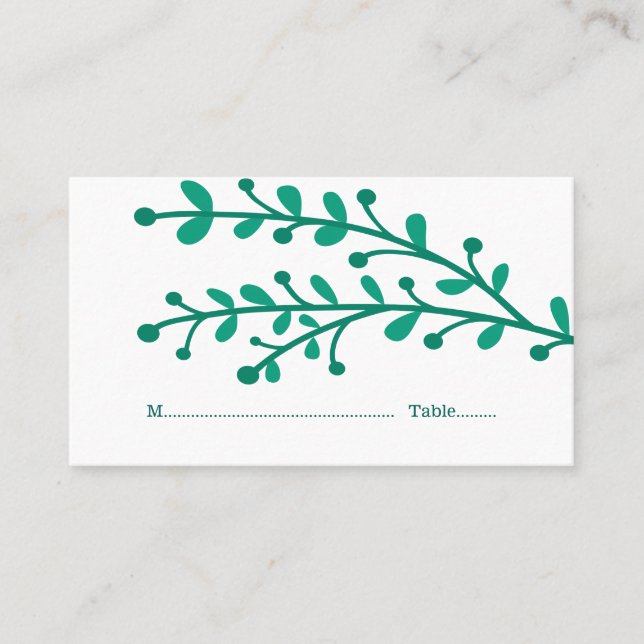 Tarjetas Green Simple Foliage Boda Place (Anverso)