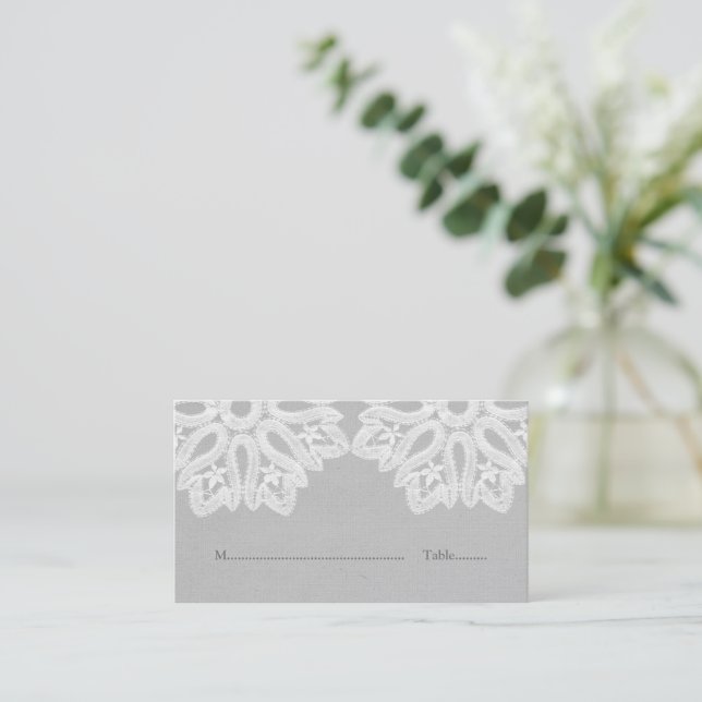Tarjetas Gris Elegant Lace Place (Anverso de pie)