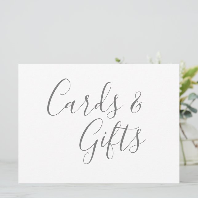 Tarjetas grises y regalos Texto de caligrafía (Anverso de pie)