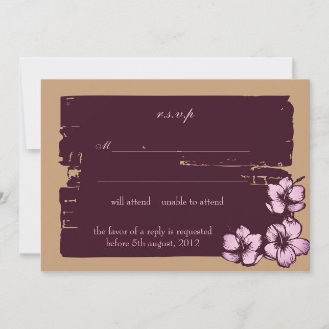 Tarjetas Grunge hibiscus-rsvp (Anverso)