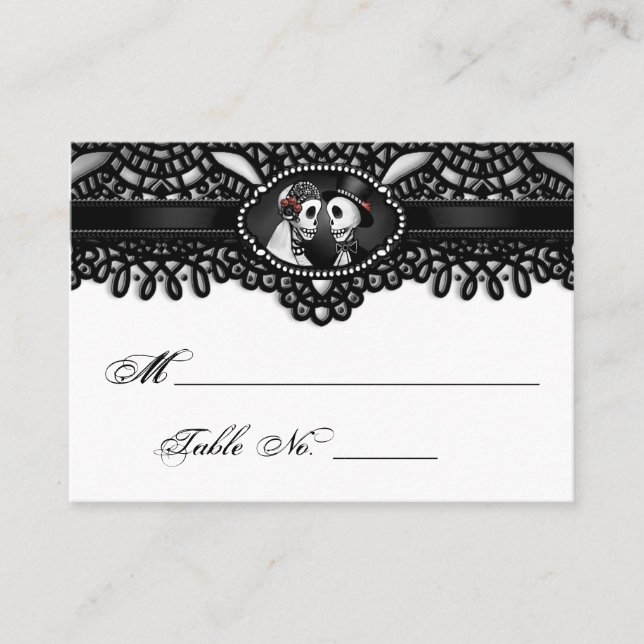 Tarjetas Halloween Elegant Black Skeleton Place (Anverso)