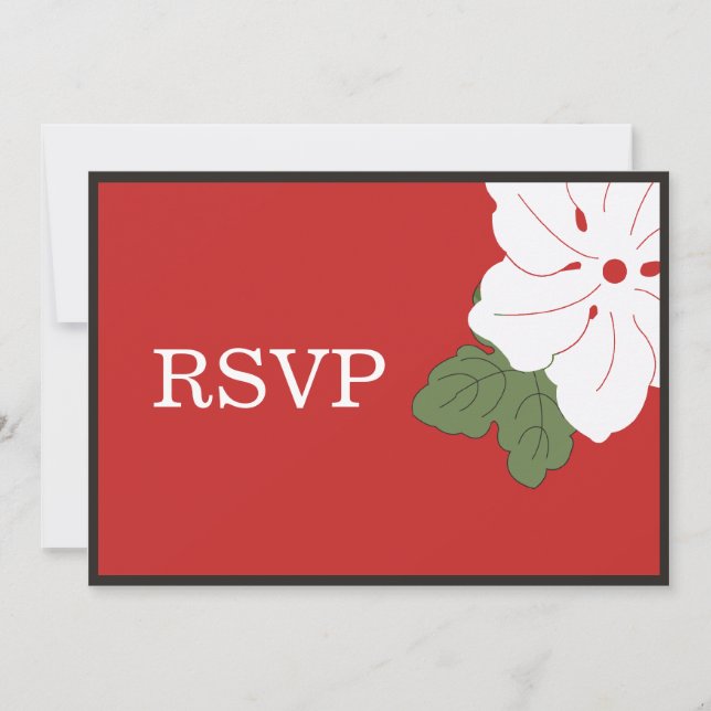 Tarjetas Hawaii Red Floral RSVP (Anverso)