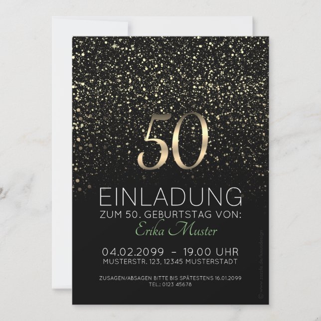 Tarjetas individuales de invitación 50. Cumpleaños (Anverso)