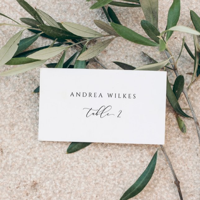 Tarjetas individuales simples y modernas de Boda p (Elegant Romantic Simple Individual Custom Printed Wedding Place Cards - Flat)