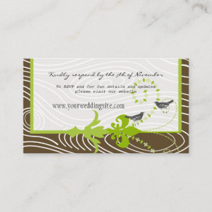 Tarjetas informativas de boda con pájaros verdes m