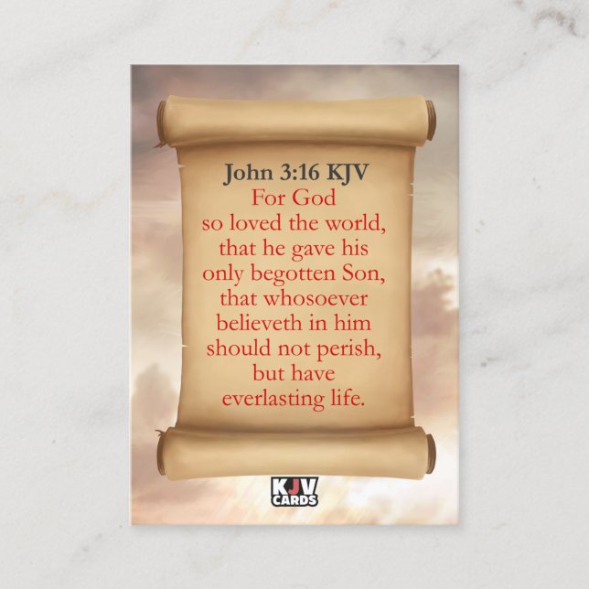 Tarjetas Juan 3:16 KJV (Anverso)