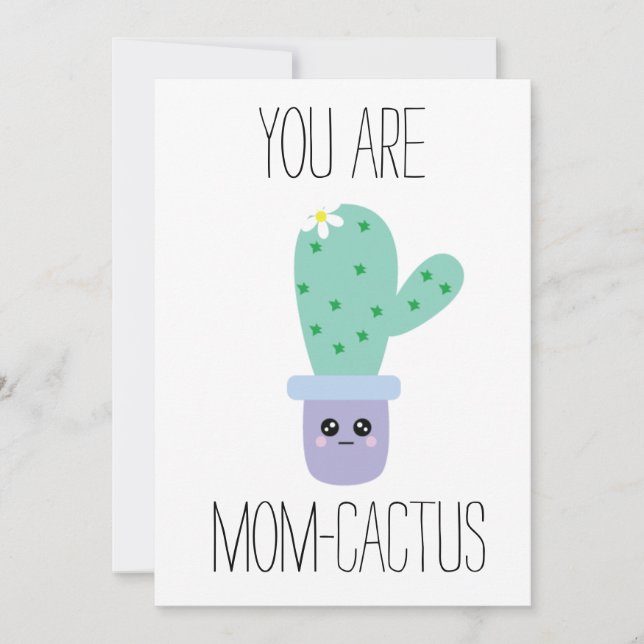 Tarjetas Kawaii Cactus Funny Día de la Madre (Anverso)