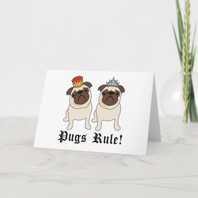 Tarjetas King y Queen Pug (en blanco) (Anverso)