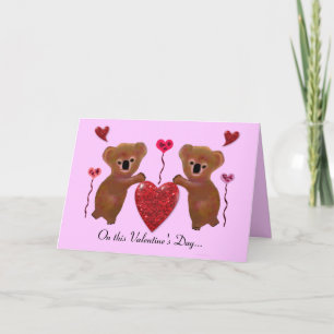 Tarjetas Koala Valentine Hearts