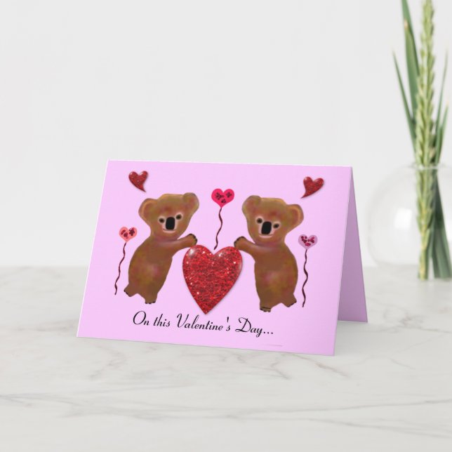 Tarjetas Koala Valentine Hearts (Anverso)